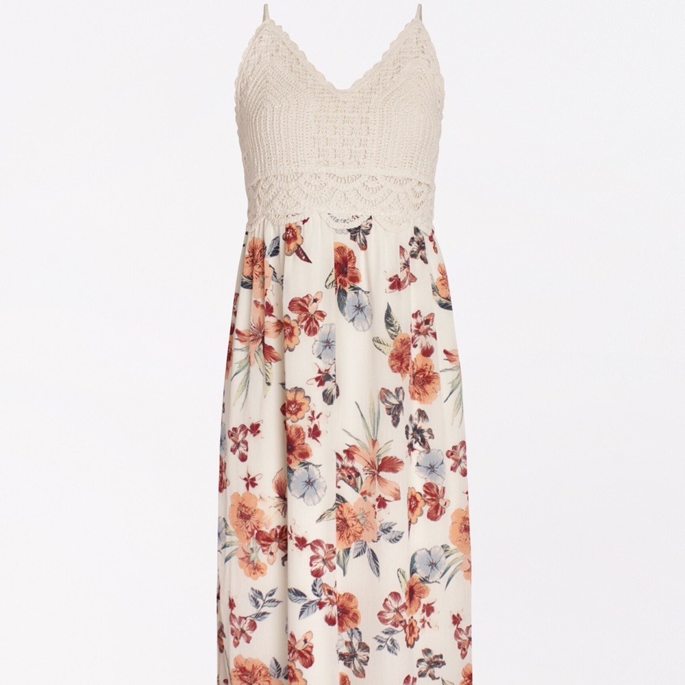 Crochet Top Floral Maxi Dress